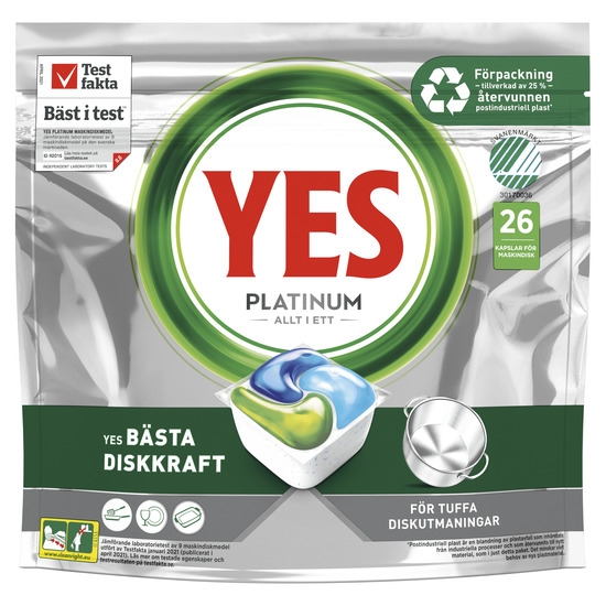 YES Platinum Maskindiskmedel All In One 26 Tabletter