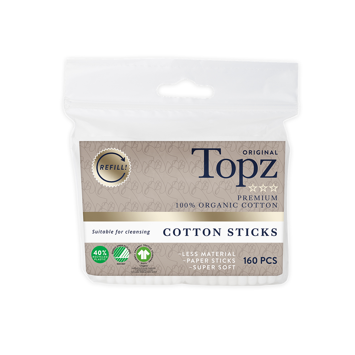 Topz Premium Refill Cotton Sticks 160st
