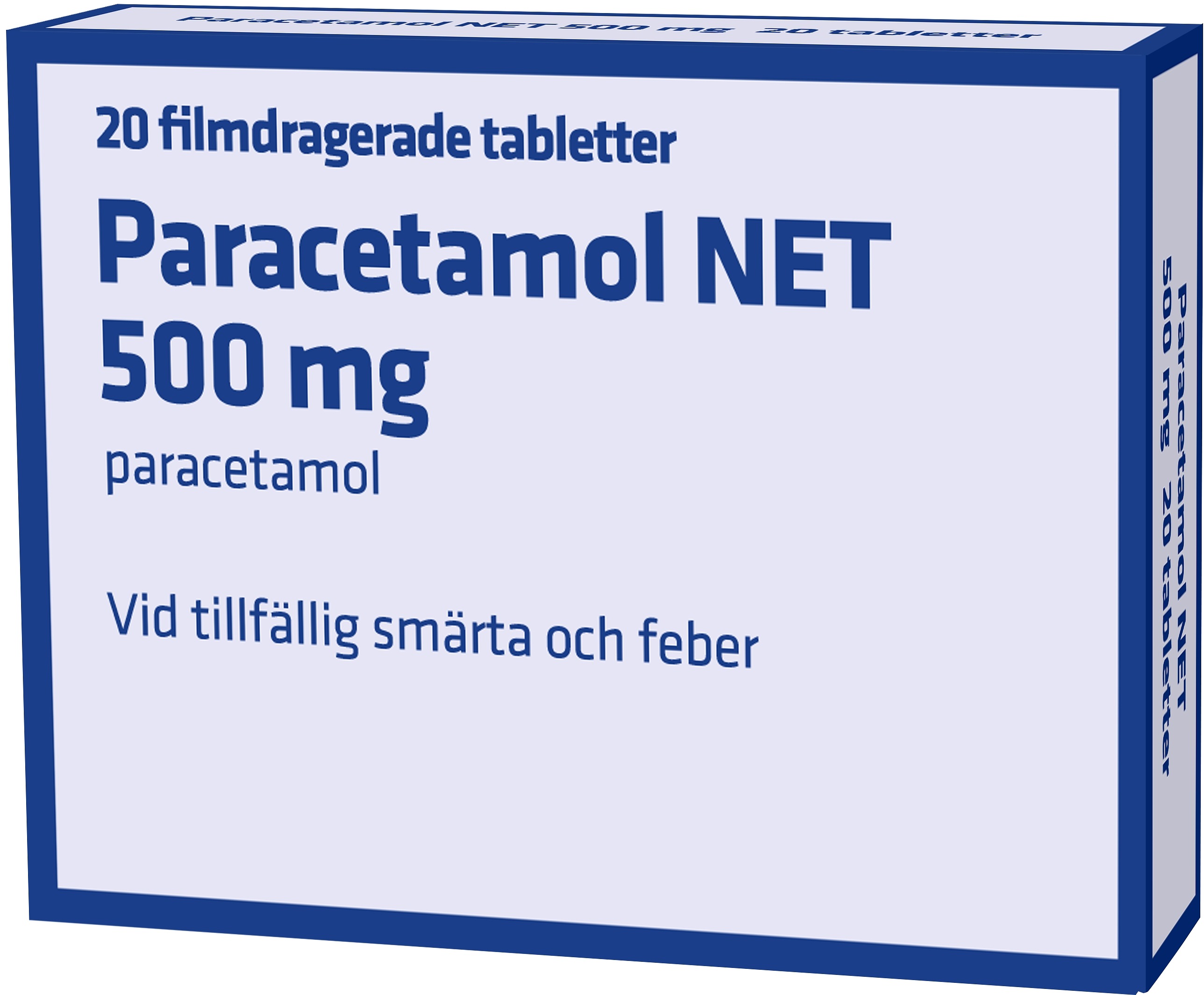Paracetamol NET 500 mg 20 filmdragerade tabletter
