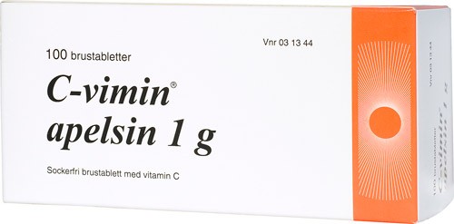 C-vimin apelsin, brustablett 1 g 100 st