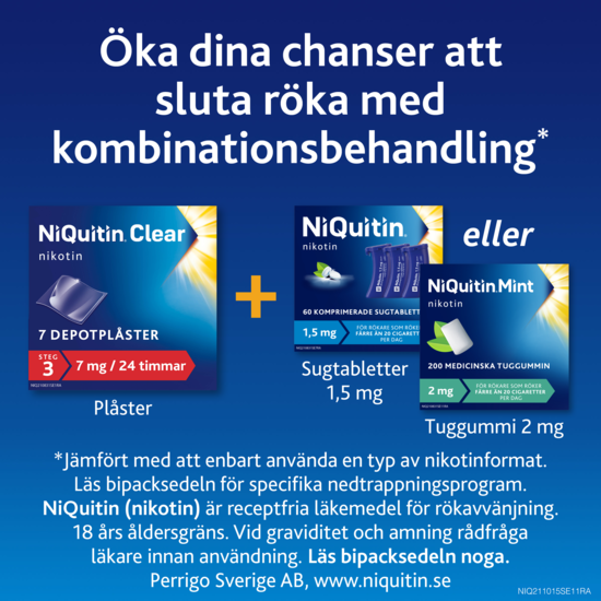 NiQuitin Clear, depotplåster 7 mg/24 timmar 7 st