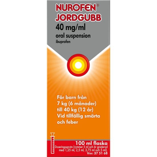 Nurofen Jordgubb 40 mg/ml 100 milliliter Oral suspension