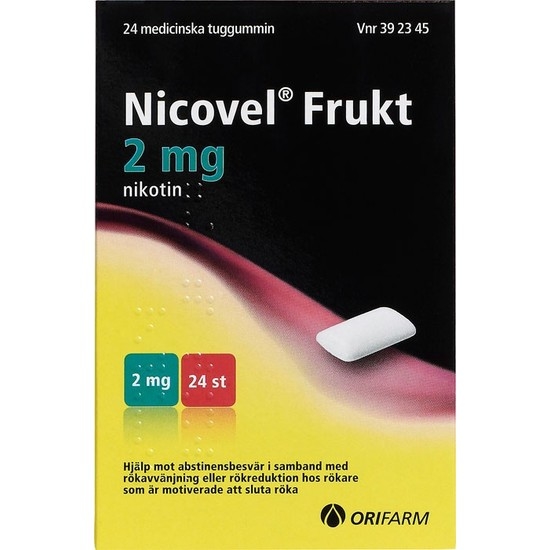 Nicovel Frukt, medicinskt tuggummi 2 mg 24 st