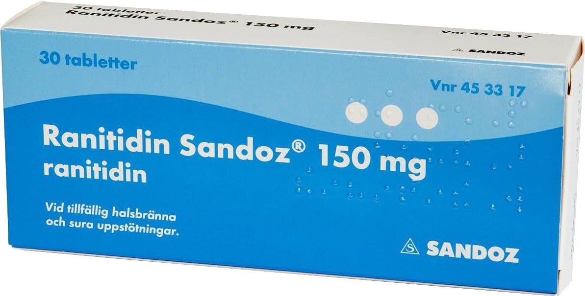Ranitidin Sandoz, filmdragerad tablett 150 mg 30 st