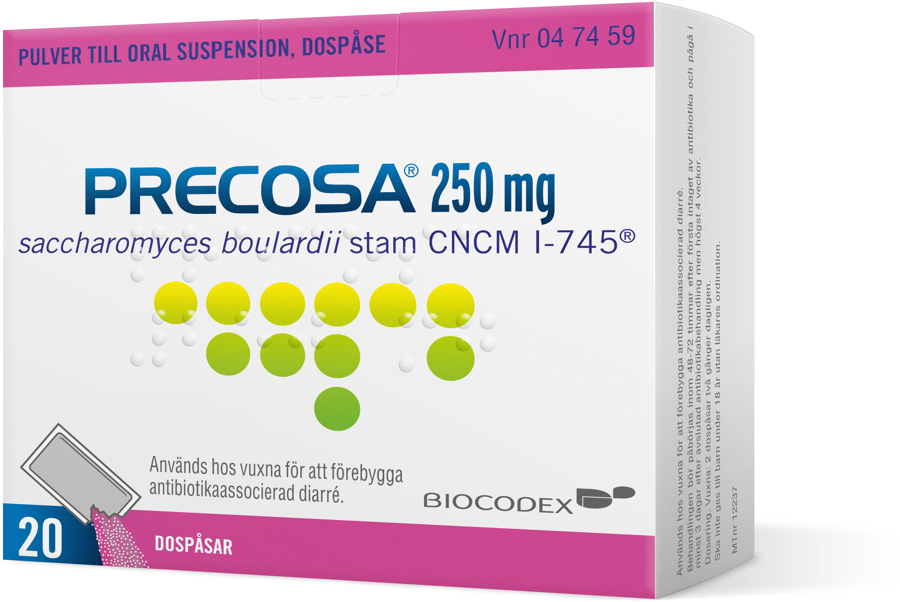Precosa 250 mg 20 dospåsar Pulver till oral suspension, dospåse