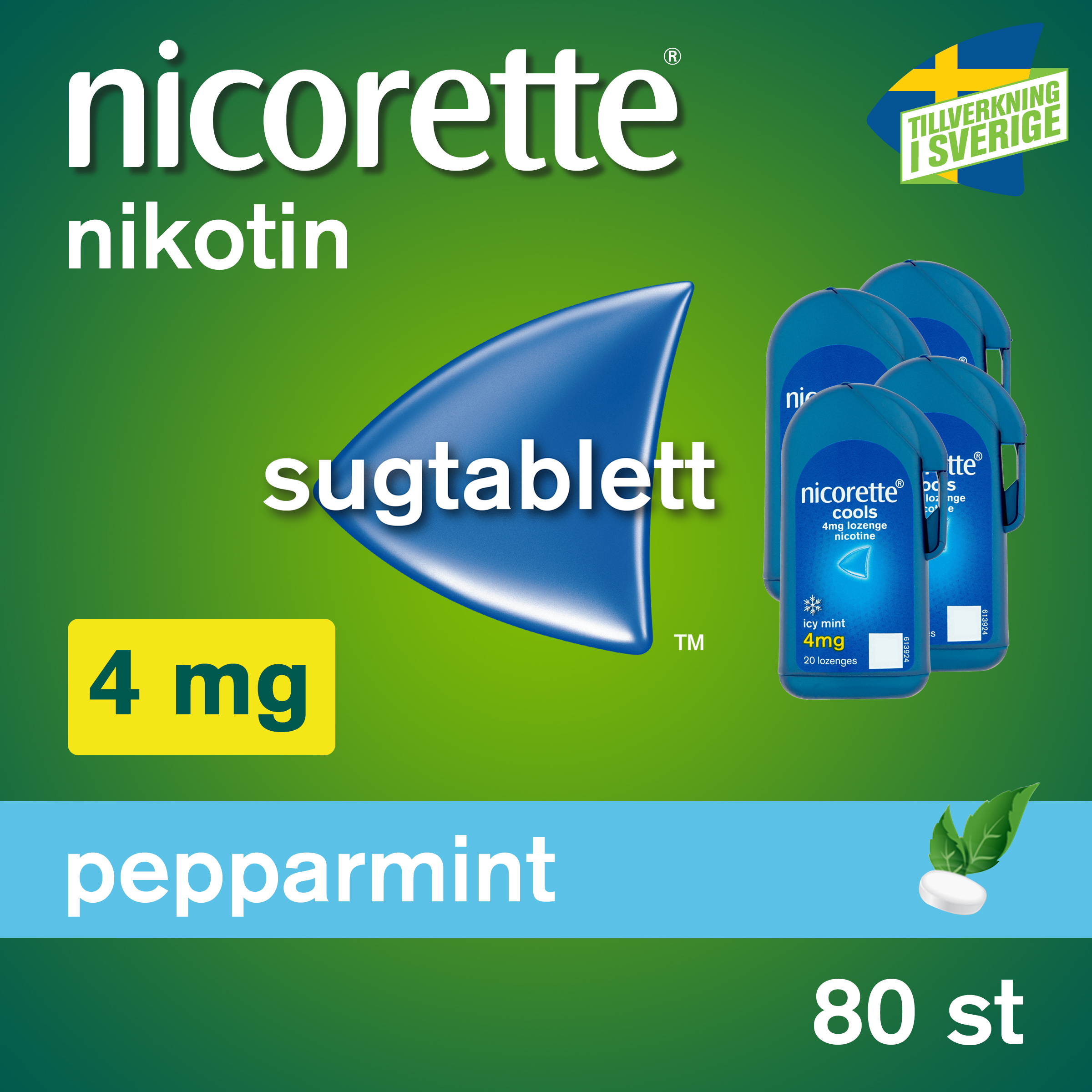 Nicorette Pepparmint, komprimerad sugtablett 4 mg 4 x 20 st