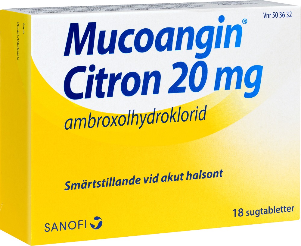 Mucoangin Citron, sugtablett 20 mg 18 st