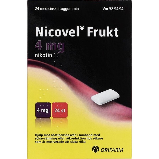 Nicovel Frukt, medicinskt tuggummi 4 mg 24 st