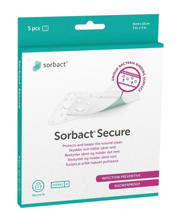 Sorbact Secure bakteriebindande plåster 8 x 10 cm 5 st