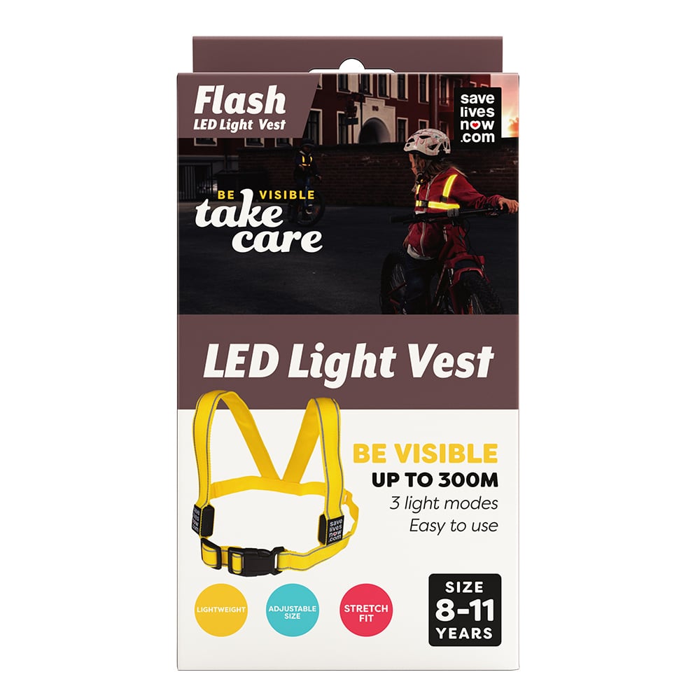 Save Lives Now Flash LED Light Vest Yellow 8-11 år