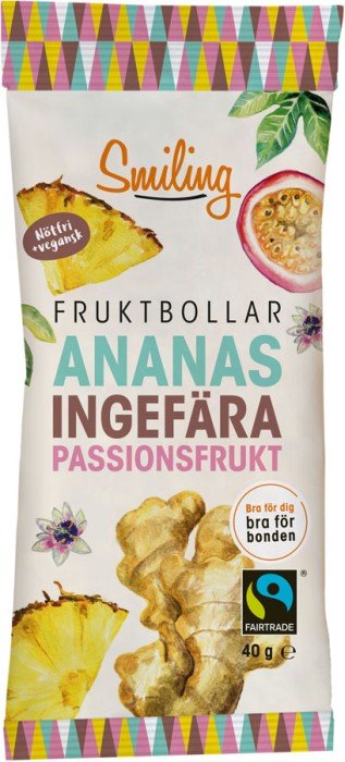 Smiling Fruktbollar Ananas/Passionsfrukt/Ingefära 40 g