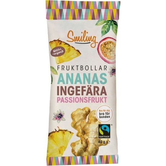 Smiling Fruktbollar Ananas/Passionsfrukt/Ingefära 40 g