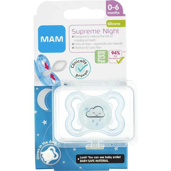 MAM Napp Supreme Night 0-6m Silikon 1 st - Blandade färger