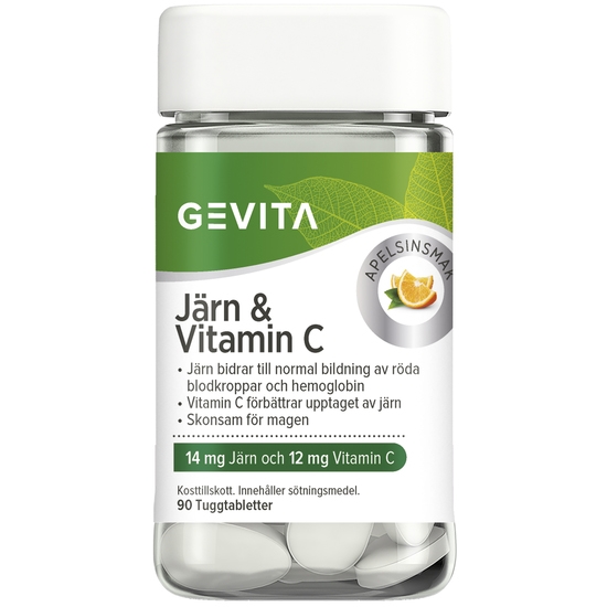 Gevita Järn och Vitamin C 90 tuggtabletter