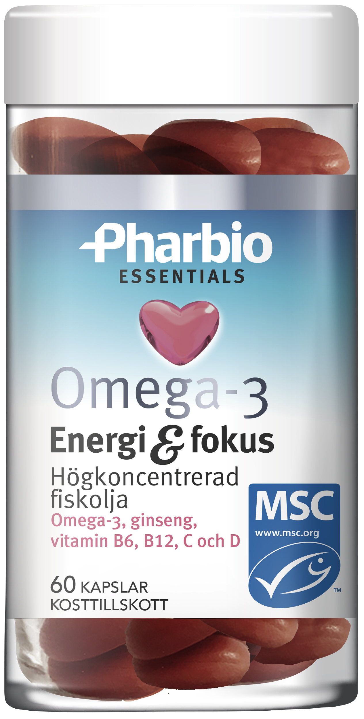 Pharbio Omega-3 Essentials Energi & Fokus 60 kapslar