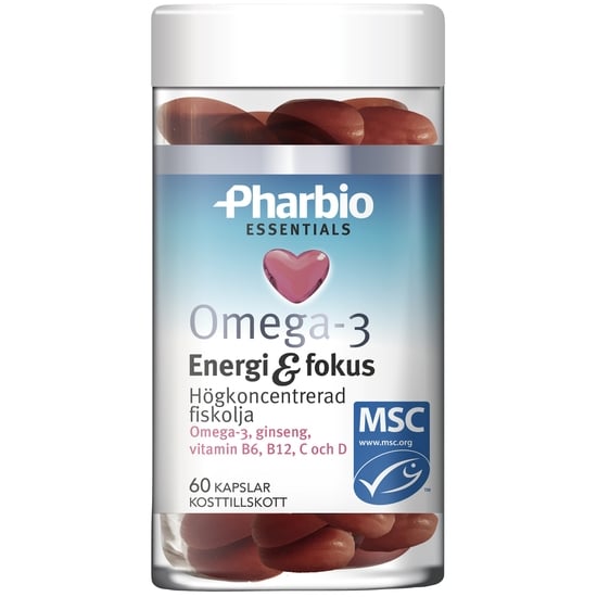 Pharbio Omega-3 Essentials Energi & Fokus 60 kapslar